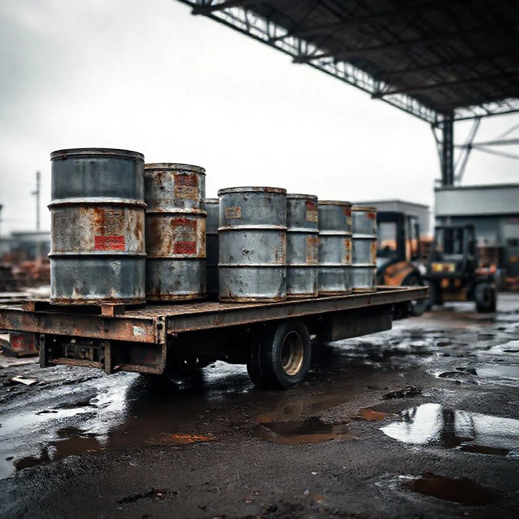 Фото по теме: Транспортировка пустых металлических бочек из-под химикатов